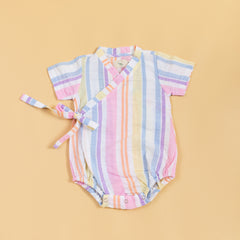 Rainbow Ribbons Kimono Romper