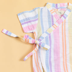 Rainbow Ribbons Kimono Romper