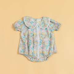 Petal Pops Cyan Romper
