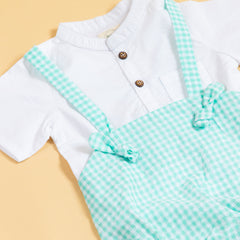 Minty Meadows Suspender Romper Set