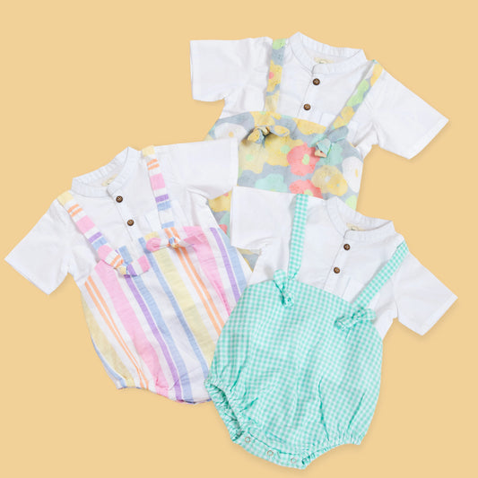 Windy Vibe Bib Romper: Pack of 3