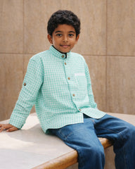 Minty Meadows Full Hand Boys Shirt