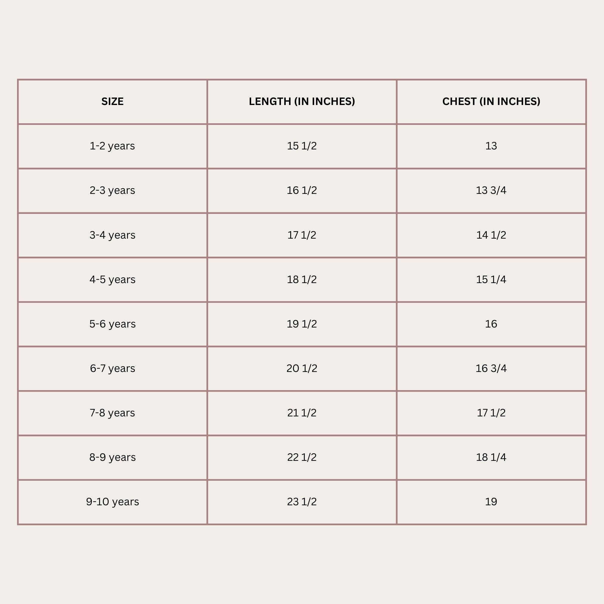 Size Chart for Olive Explorer Shirt