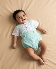 Minty Meadows Suspender Romper Set