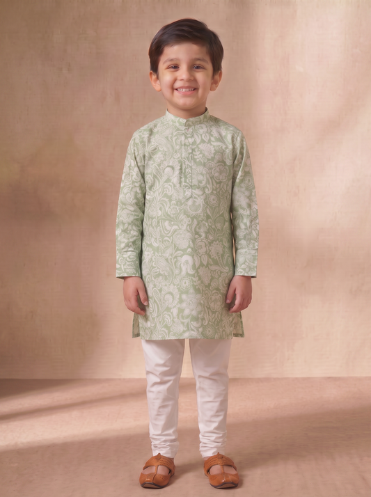 Green Printed Kurta
