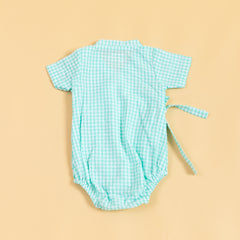 Minty Meadows Gingham Kimono Romper