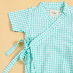 Minty Meadows Gingham Kimono Romper