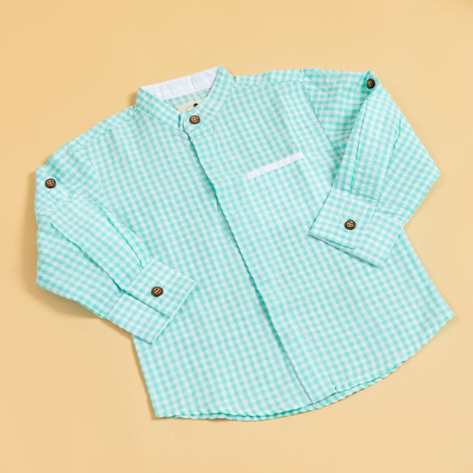 Minty Meadows Full Hand Boys Shirt