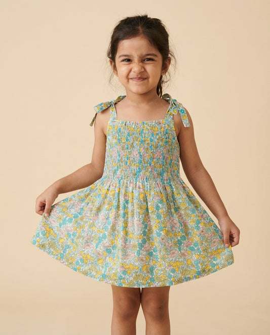Cyan Smocked Dress