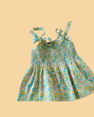 Cyan Smocked Dress